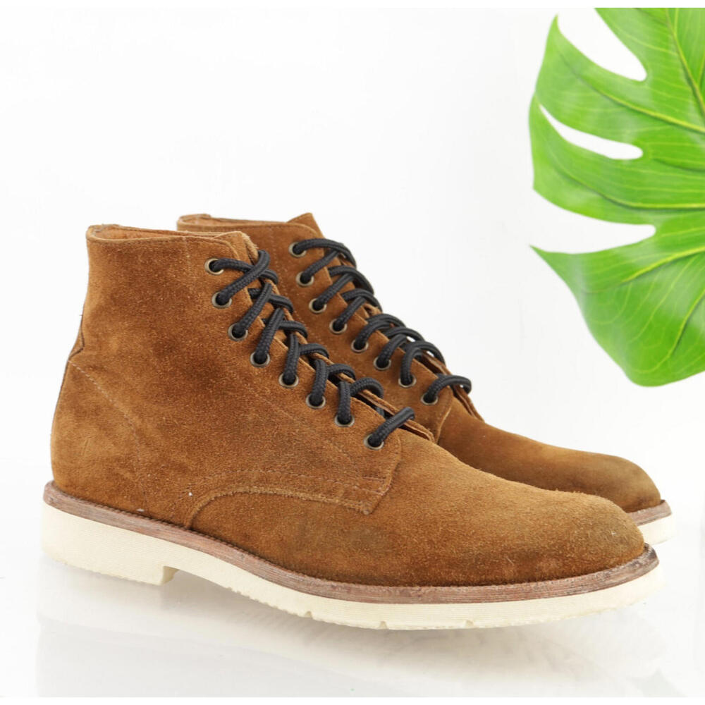 Frye Mens Eric Boots Size 11 D Brown Suede Lace-Up Combat Plain Toe Casual Shoes